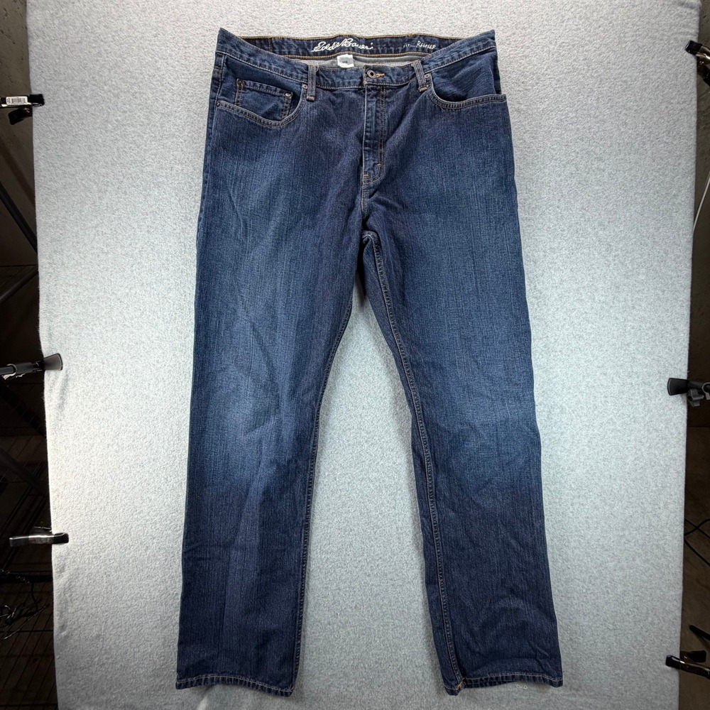 Eddie Bauer Mens Relaxed Fit Straight Leg Denim Jeans Dark Wash Blue 38x36